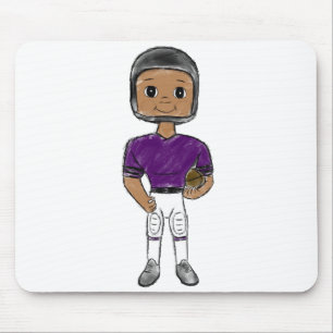 Mousepad jogador de futebol retrô vintage roxo preto simple