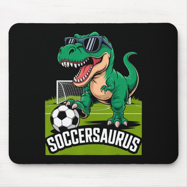 Mousepad Jogador de Futebol Soccersaurus Dinosaur T-rex Gol (Frente)