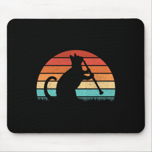 Mousepad Jogador de Gato Clarinet - Retro Clarinetista Musi