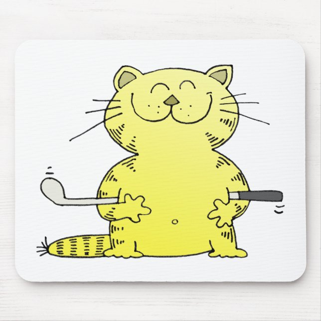 Mousepad Jogador de golfe bonito do gatinho (Frente)