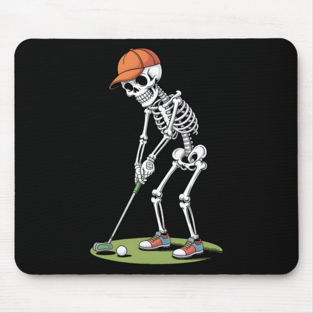Mousepad Jogador de Golfe do Golfe do Halloween Skeleton Go (Frente)