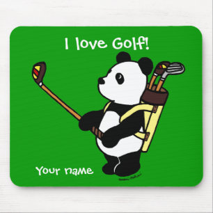 Mousepad Jogador de golfe personalizado da panda de Kawaii