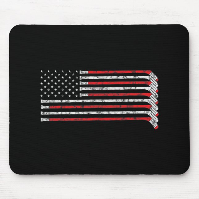 Mousepad Jogador de Hóquei Desvanecido com Bandeira dos EUA (Frente)