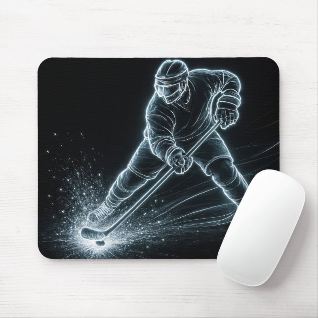 Mousepad Jogador de Hóquei Neon No Gelo (Com mouse)