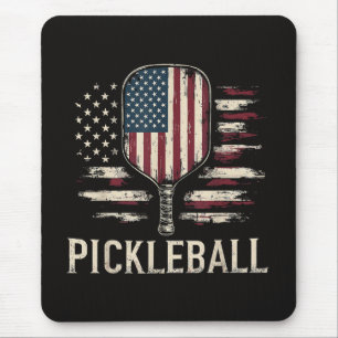 Mousepad Jogador de Pickleball Bandeira dos EUA Retro Paddl