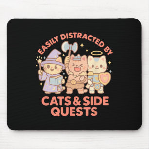 Mousepad Jogador De Rpg Gatos Nerdy Missão Lateral Distraíd