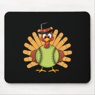Mousepad Jogador de Softbol de Ação de Graças para Feriado