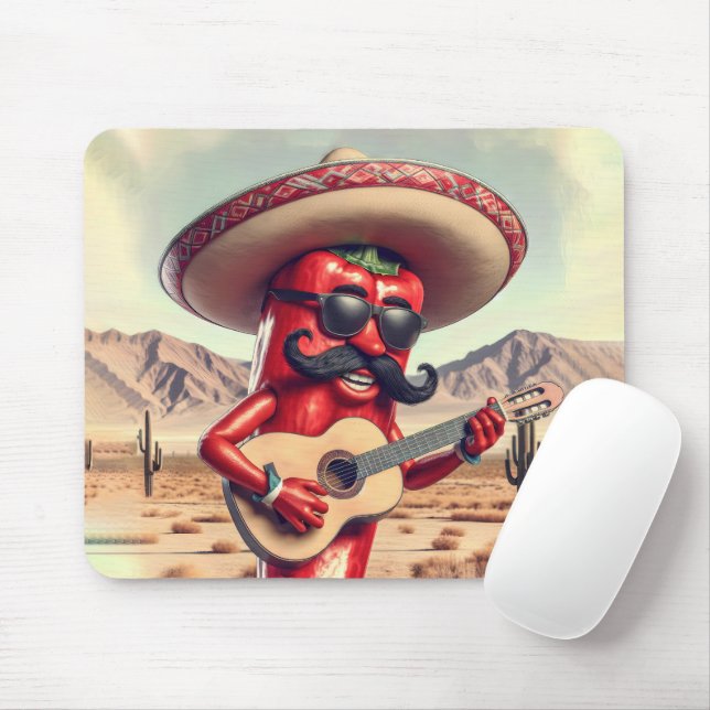 Mousepad Jogador de Violão de Pimenta Vermelha Mexicana (Com mouse)