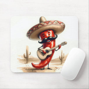 Mousepad Jogador de Violão de Pimenta Vermelha Mexicana