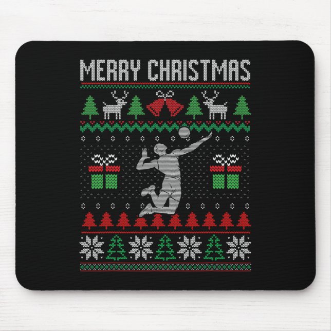 Mousepad Jogador de Voleibol de Natal Xmas Esportes Sobrevo (Frente)