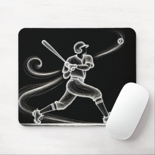 Mousepad Jogador Neon Baseball Trocando Um Bat