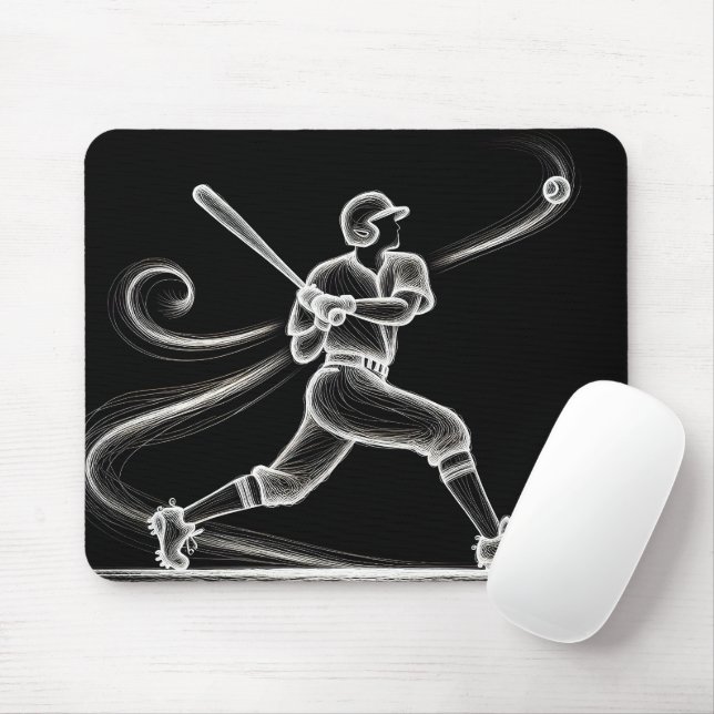 Mousepad Jogador Neon Baseball Trocando Um Bat (Com mouse)