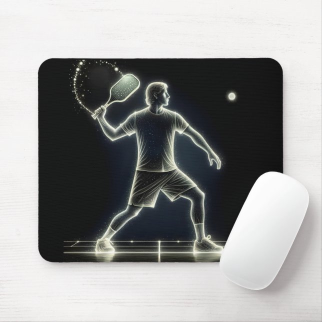 Mousepad Jogador Neon Pickleball com Paddle (Com mouse)