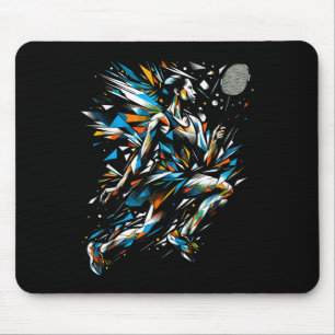 Mousepad Jogadora de Badminton com Arte de Polígono Peteca