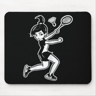 Mousepad Jogadora de Cartoon Badminton Mulher Shuttle