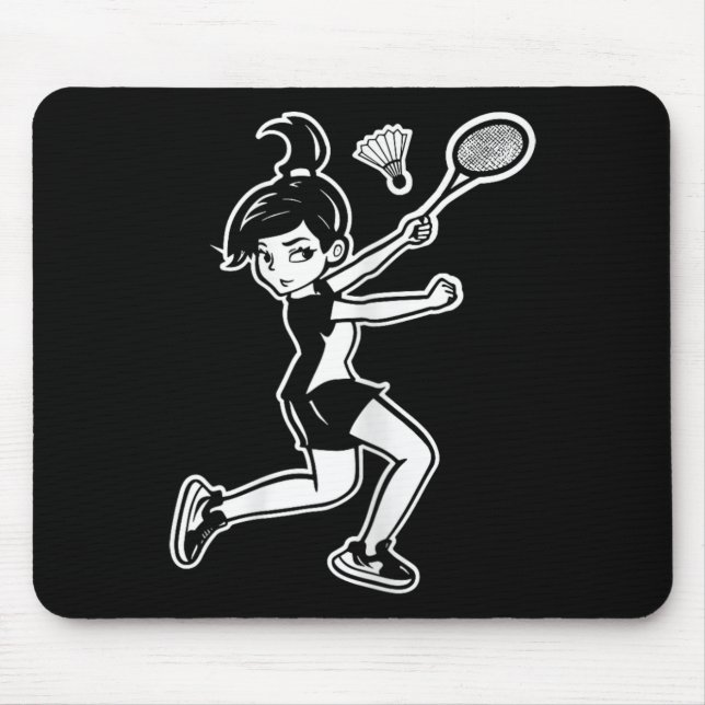 Mousepad Jogadora de Cartoon Badminton Mulher Shuttle (Frente)