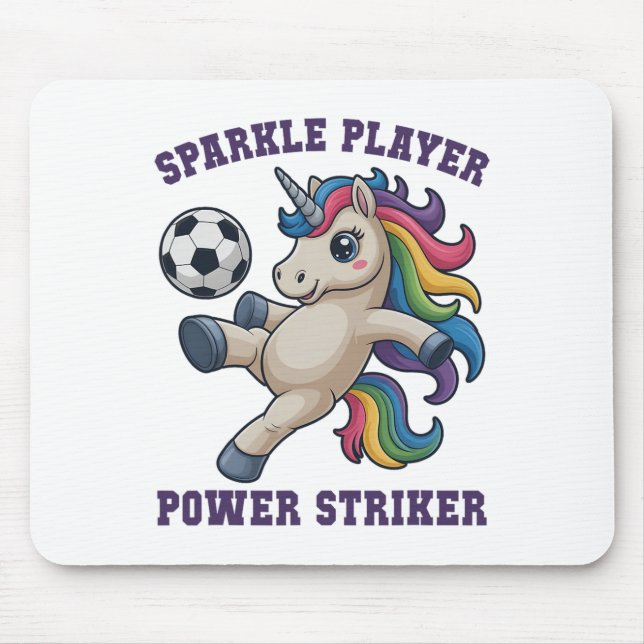 Mousepad Jogadora de Futebol Feminino Faísca Unicórnio Pode (Frente)