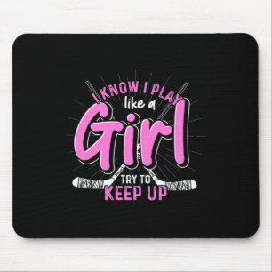 Mousepad Jogadora de Hóquei no Gelo Mulheres Meninas Esport