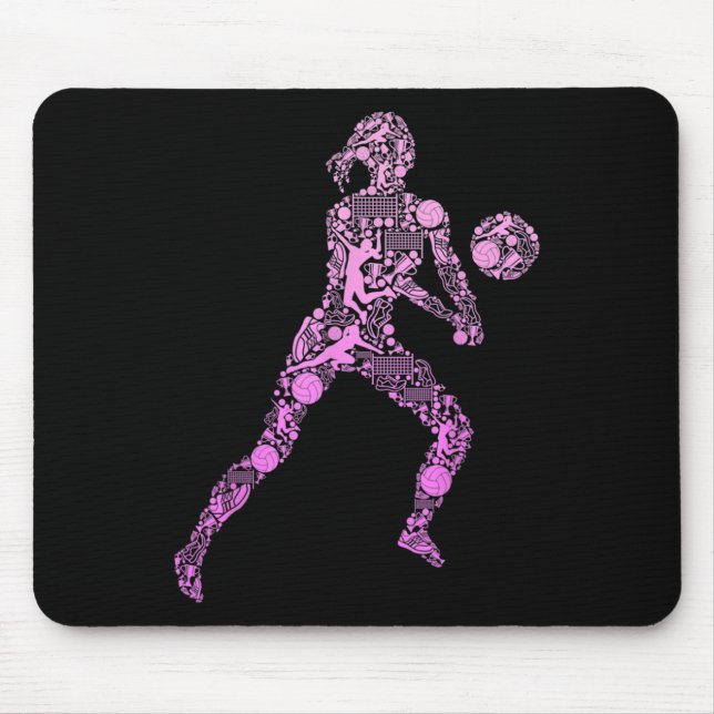 Mousepad Jogadora de Jovens Mulheres de Voleibol 7 (Frente)
