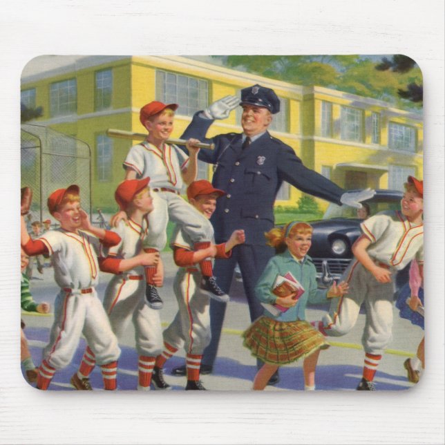 Mousepad Jogadores de basebol e Guarda policial atravessand (Frente)