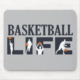 Mousepad Jogadores de basquete driblando com bola de laranj