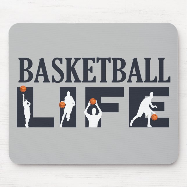 Mousepad Jogadores de basquete driblando com bola de laranj (Frente)