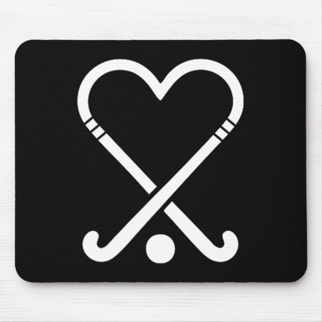 Mousepad Jogadores de hóquei de campo fofos amam símbolo  (Frente)