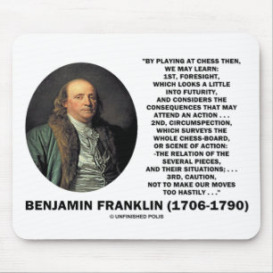 Mousepad Jogando citações de Benjamin Franklin do cuidado