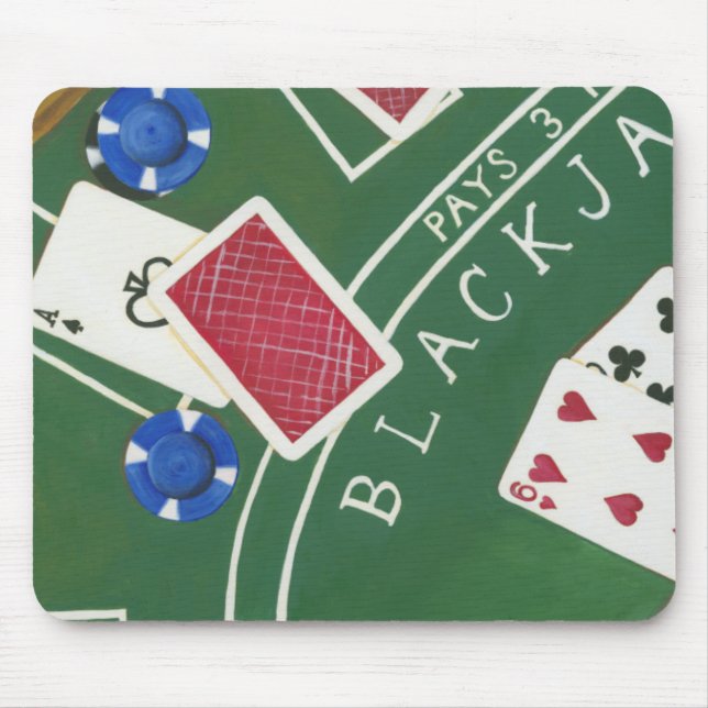Mousepad Jogo de Blackjack com Chips por Chariklia Zarris (Frente)