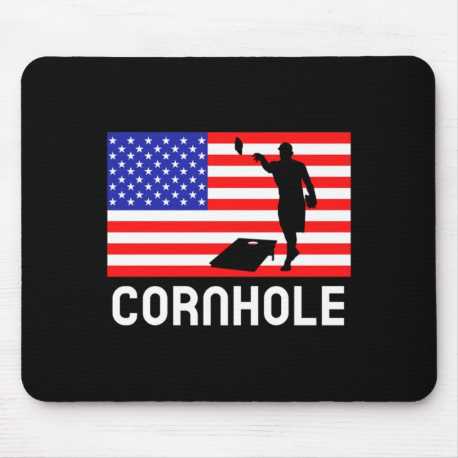 Mousepad Jogo de Tabuleiro Cornhole Homens Mulheres Bandeir (Frente)