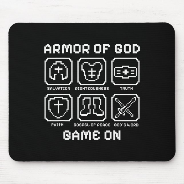 Mousepad Jogo de Vídeo Cristão Armado de Deus Pixel Faith (Frente)