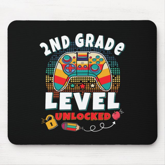 Mousepad Jogo de Vídeo de Nível Desbloqueado Volta às Aulas (Frente)