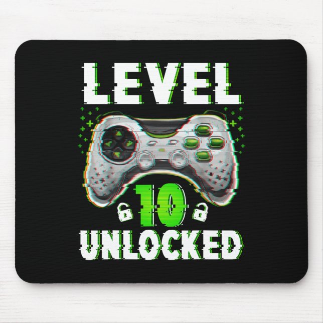 Mousepad Jogo de vídeo desbloqueado do nível 10 com 10 anos (Frente)