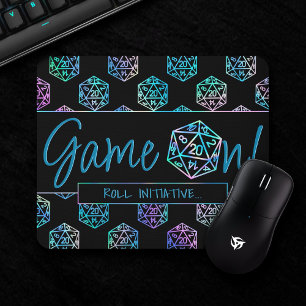 Mousepad Jogo Holograma D20 Ativado   Iniciativa Roll de RP