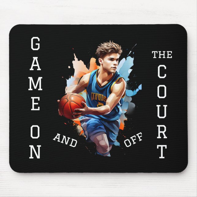 Mousepad Jogo Jogador de Basquete em (Frente)