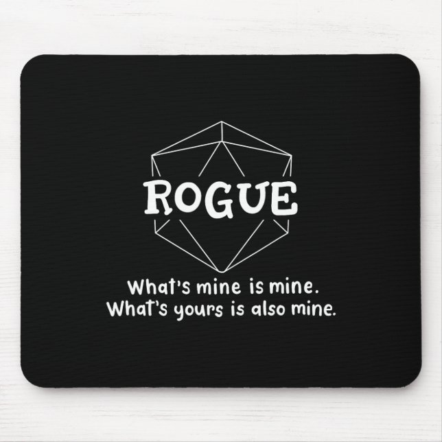 Mousepad Jogos de RPG Personagem Engraçado Rogue Piada (Frente)