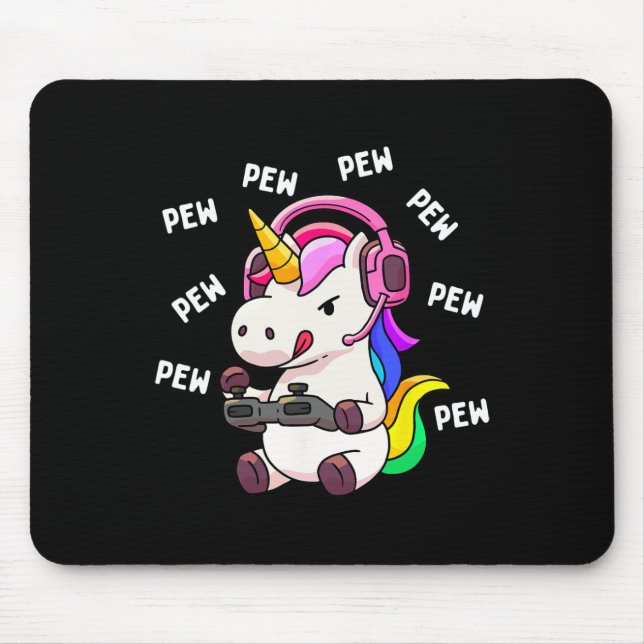 Mousepad Jogos do Unicorn Pew Pew Unicorns Lover Video Game (Frente)