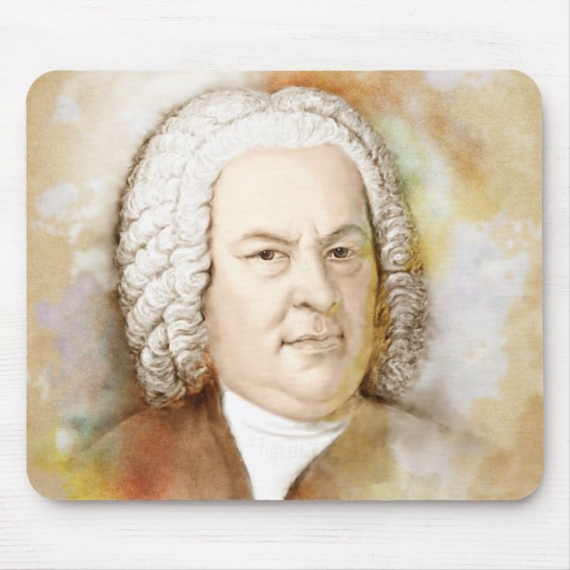Mousepad Johann Sebastian Bach Portrait em bege (Frente)