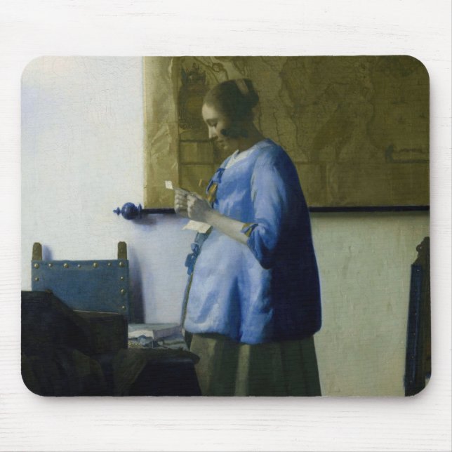 Mousepad Johannes Vermeer - Mulher a azul lendo uma letra (Frente)