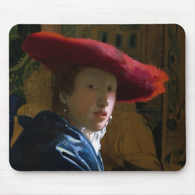 Mousepad Johannes Vermeer - Rapariga com Chapéu Vermelho (Frente)