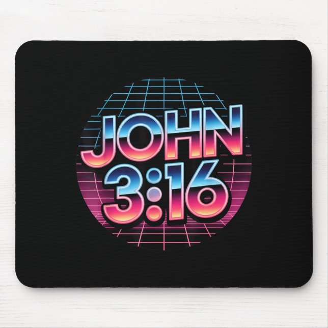 Mousepad John 3_16 80s Retro Christian Faith Design  (Frente)