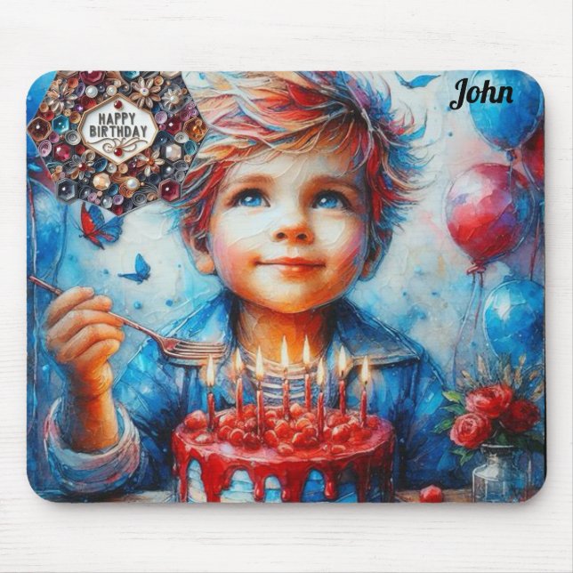 Mousepad JOHN ~ Comendo Cartões de aniversários ~ ~ ~ (Frente)