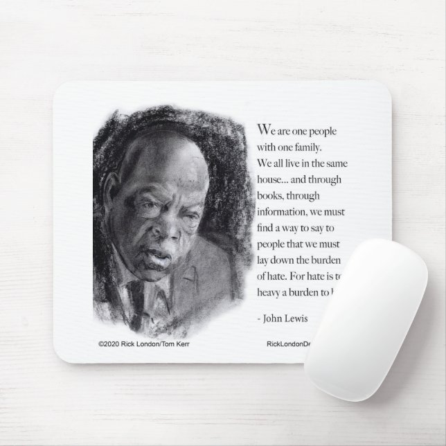 Mousepad John Lewis & Citação Belo Retrato  (Com mouse)