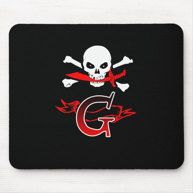 Mousepad Jolly Roger G Monograma Inicial (Frente)