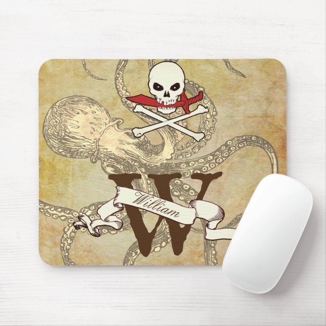 Mousepad Jolly Roger Monograma Inicial (Com mouse)