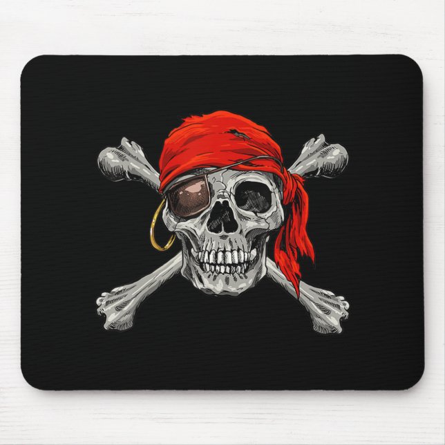 Mousepad Jolly Roger Pirate Skull Crossbones Halloween (Frente)
