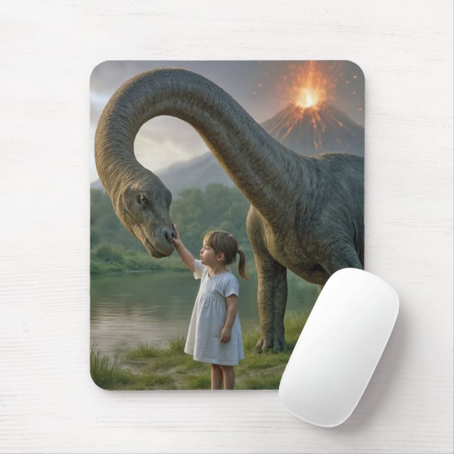 Mousepad Jovem Menina de Dinossauro (Com mouse)