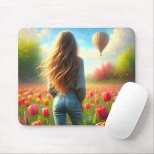 Mousepad Jovem No Campo De Tulip