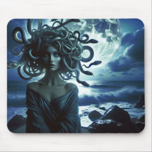 Mousepad Jovens Bonito Medusa pela Lua e Oceano
