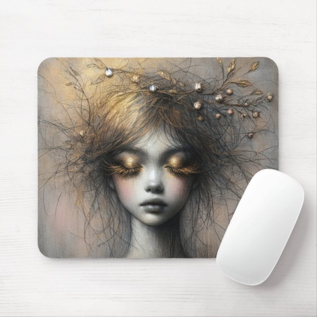 Mousepad Jovens com Eyelashes Dourados (Com mouse)
